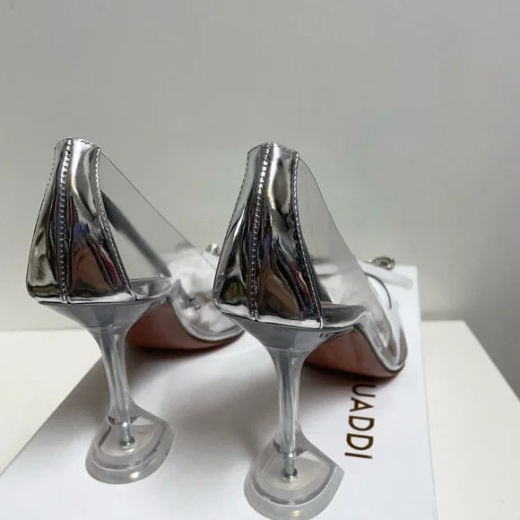 AMINA MUADDIRosie crystal-embellished bow-detailed PVC pumps